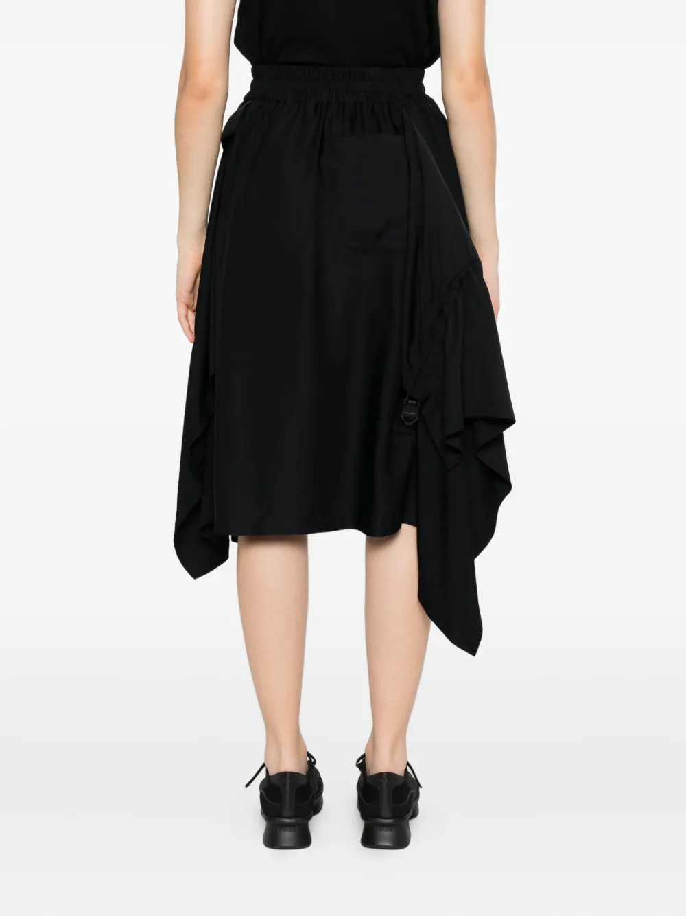 Y-3 Twill asymmetrische midi-rok Zwart