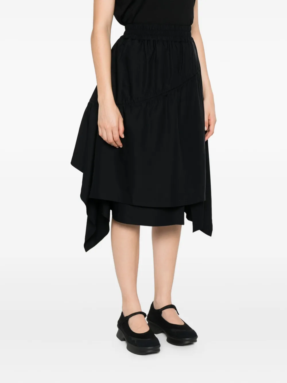 Y-3 Twill asymmetrische midi-rok Zwart