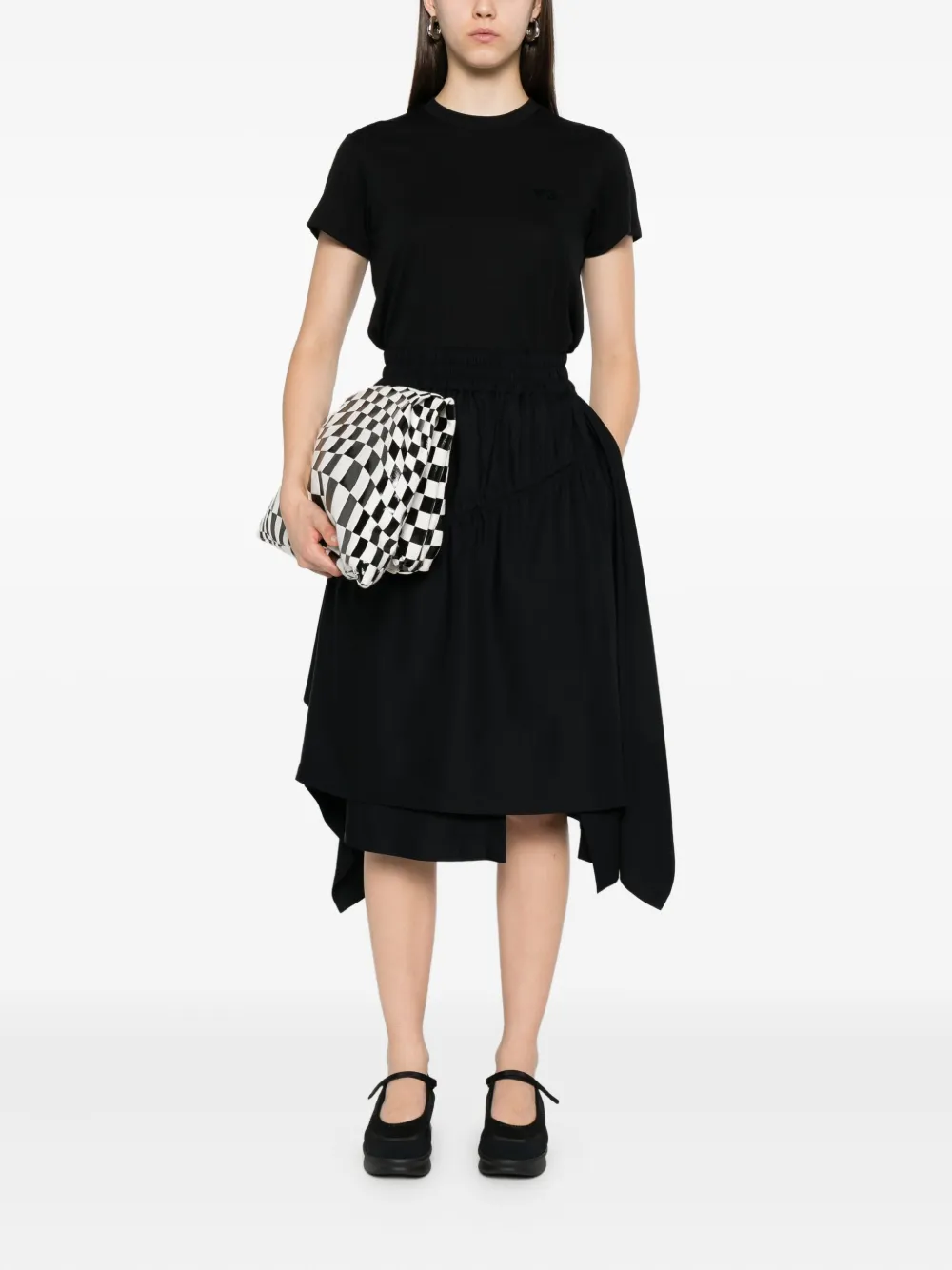 Y-3 Twill asymmetrische midi-rok Zwart