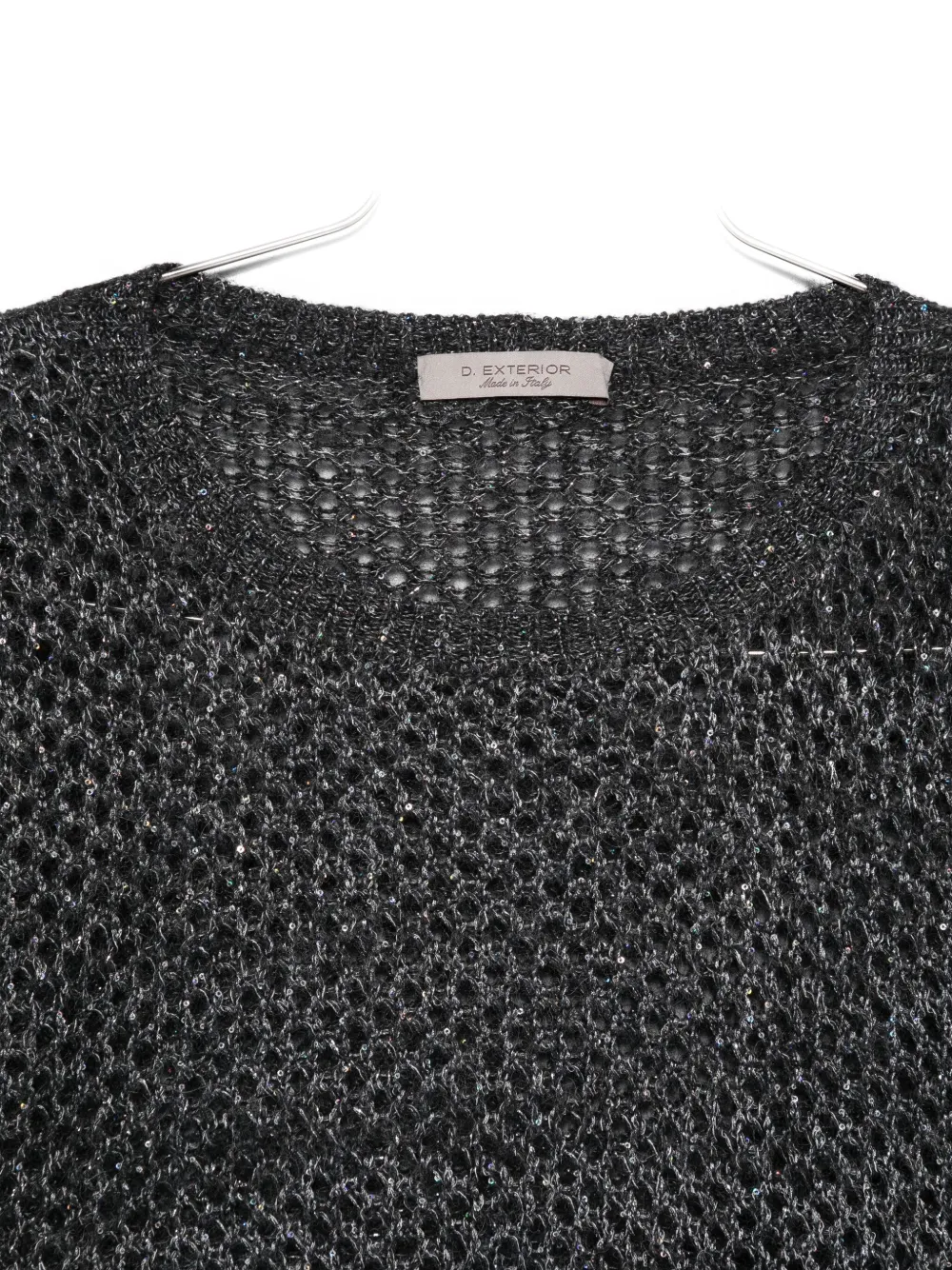 D Exterior Open-knit Sweater In Gray
