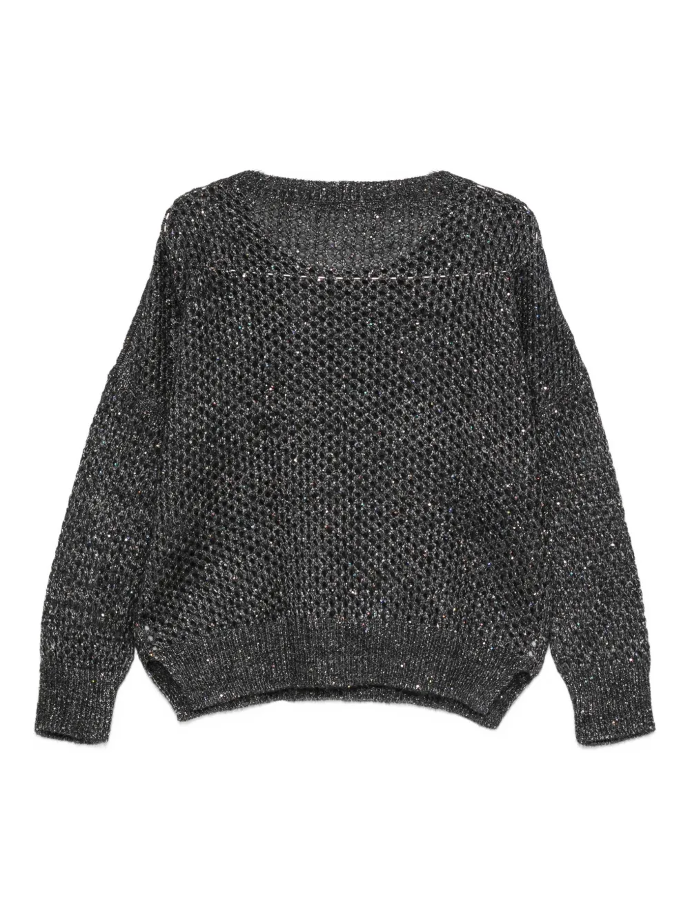D Exterior Open-knit Sweater In Gray