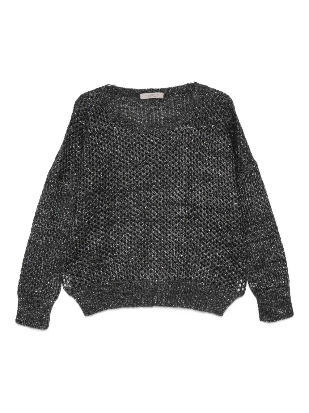 D Exterior Open-knit Sweater In Gray