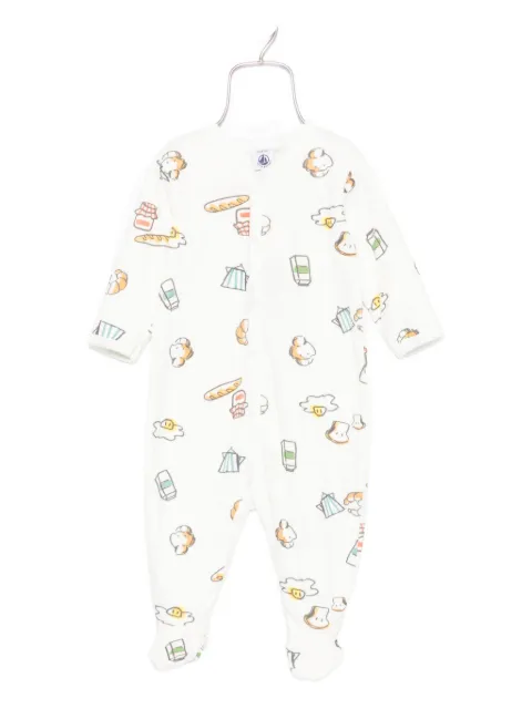 Petit Bateau breakfast-print long-sleeve romper