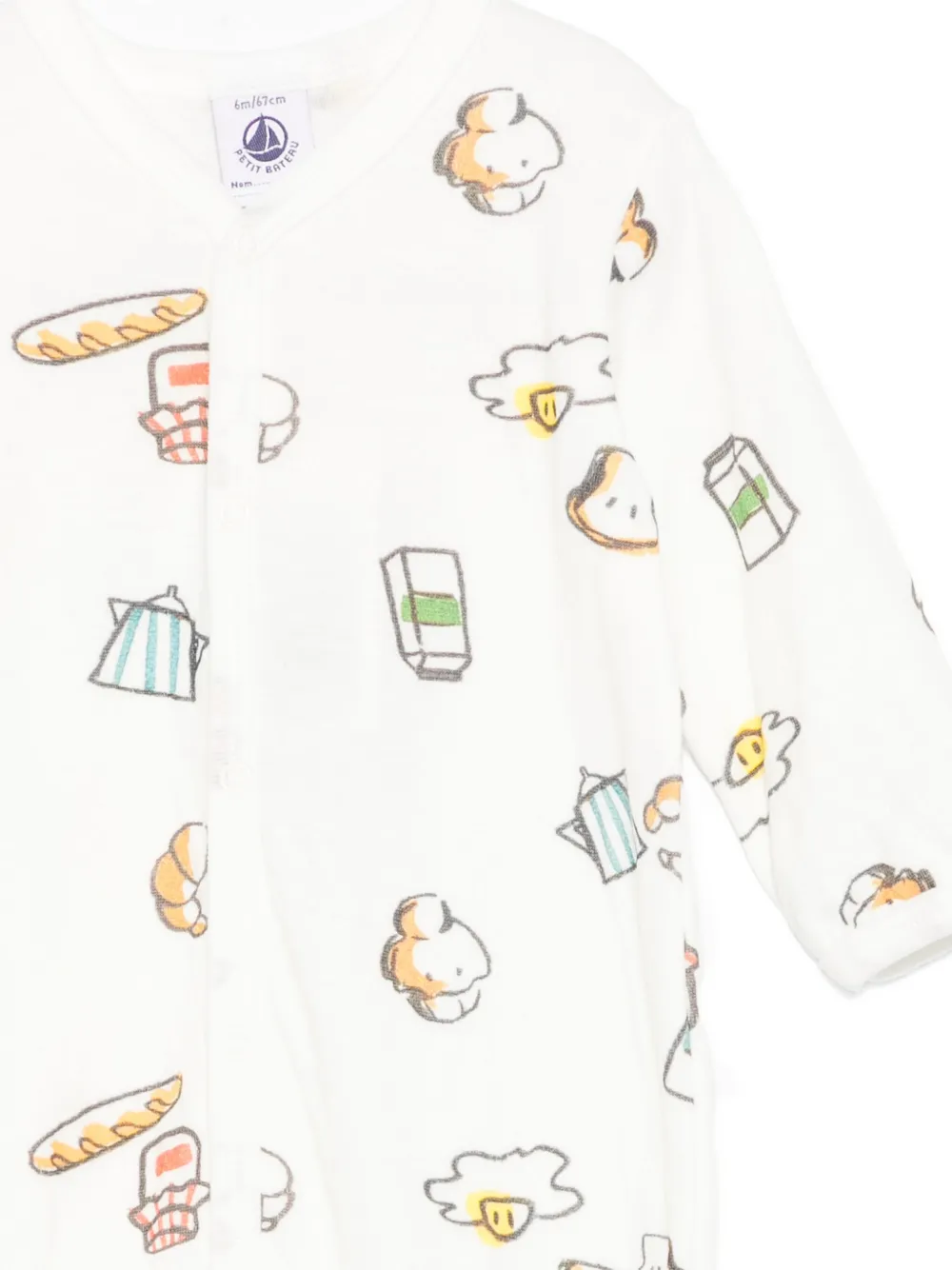 Petit Bateau Romper met print en lange mouwen Beige