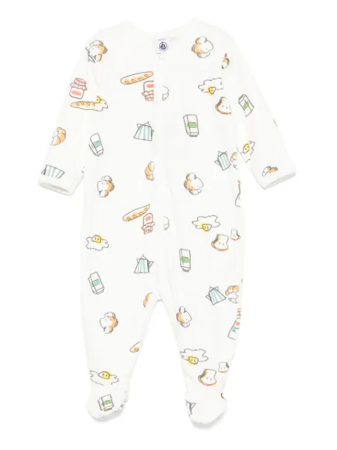 Petit Bateau breakfast-print long-sleeve romper