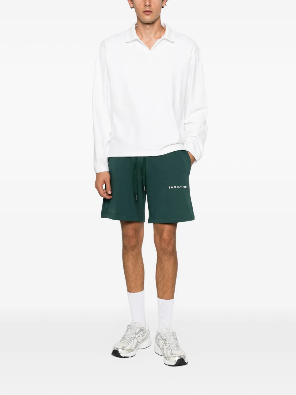 Family First Box Logo shorts met trekkoord Groen