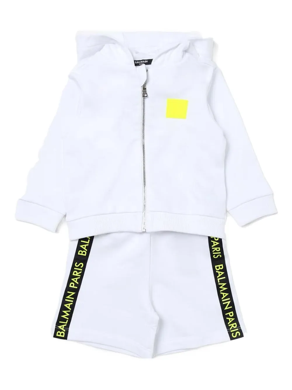 Balmain Kids logo-tape hooded tracksuit Wit