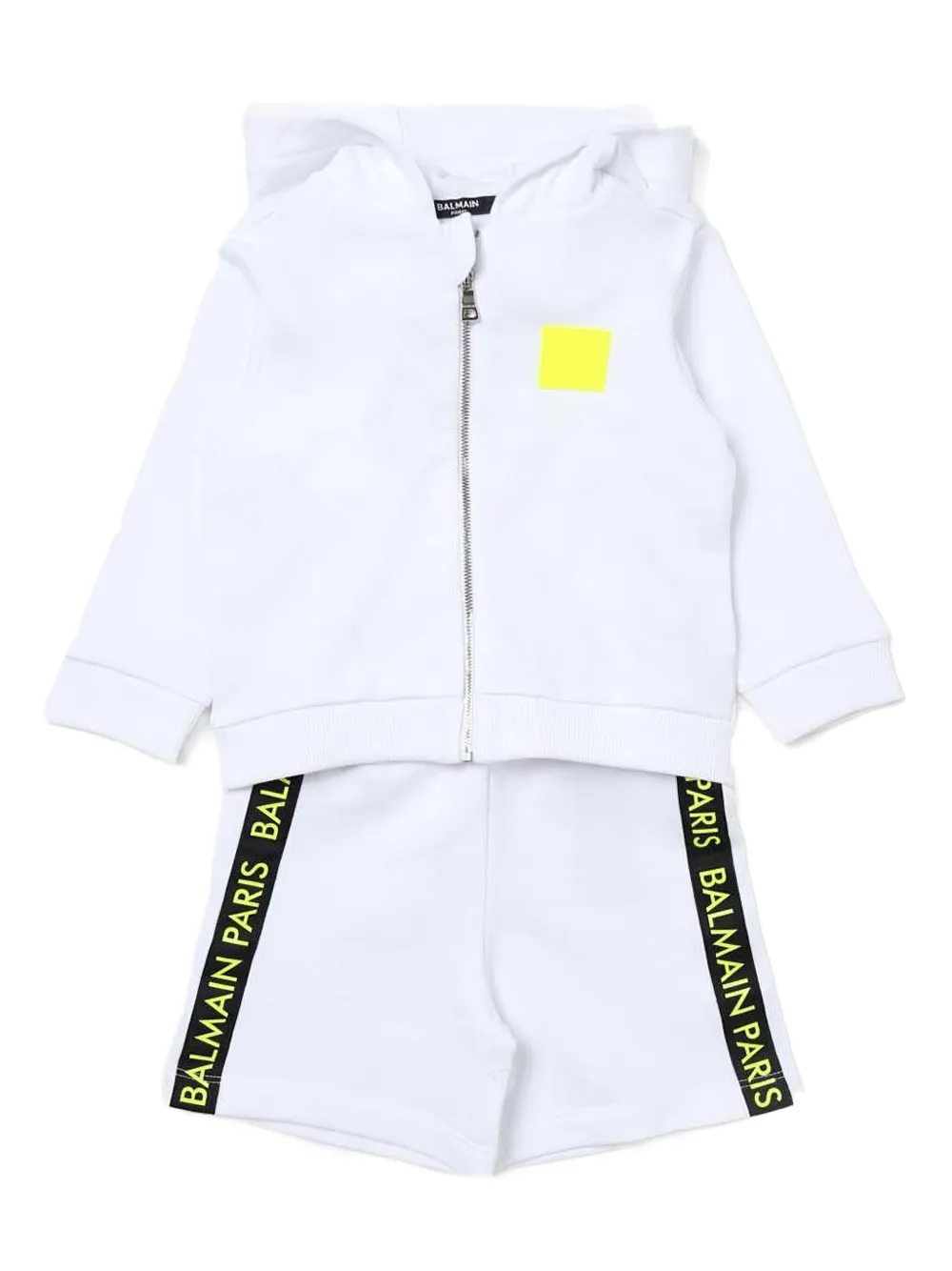 Balmain Kids logo-tape hooded tracksuit Wit