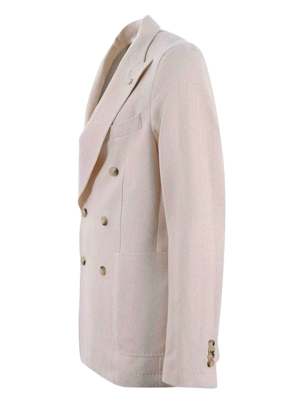 Manuel Ritz Herringbone Double-breasted Blazer In Neutral