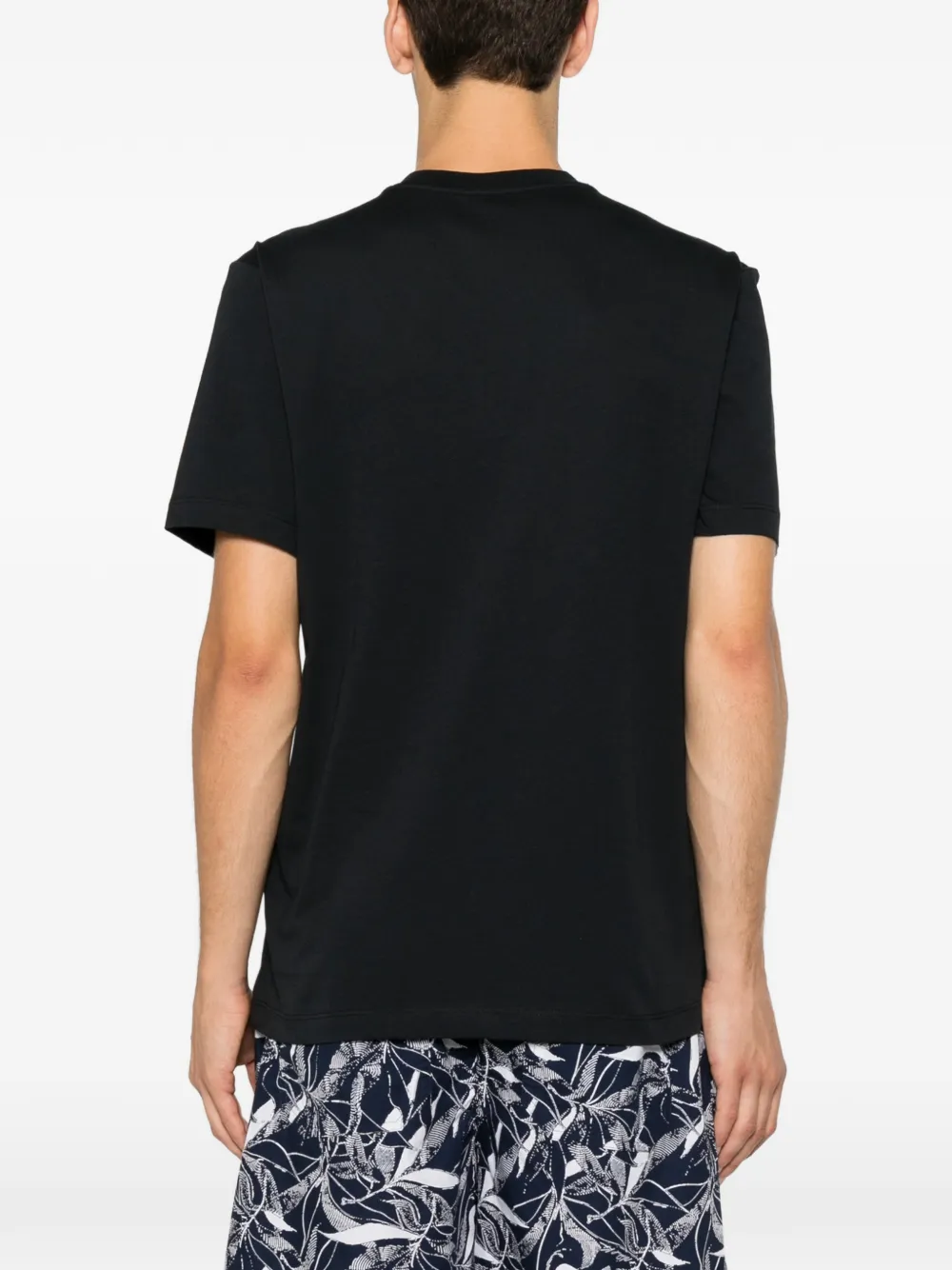 Blauer T-shirt met logoprint met ronde hals Zwart