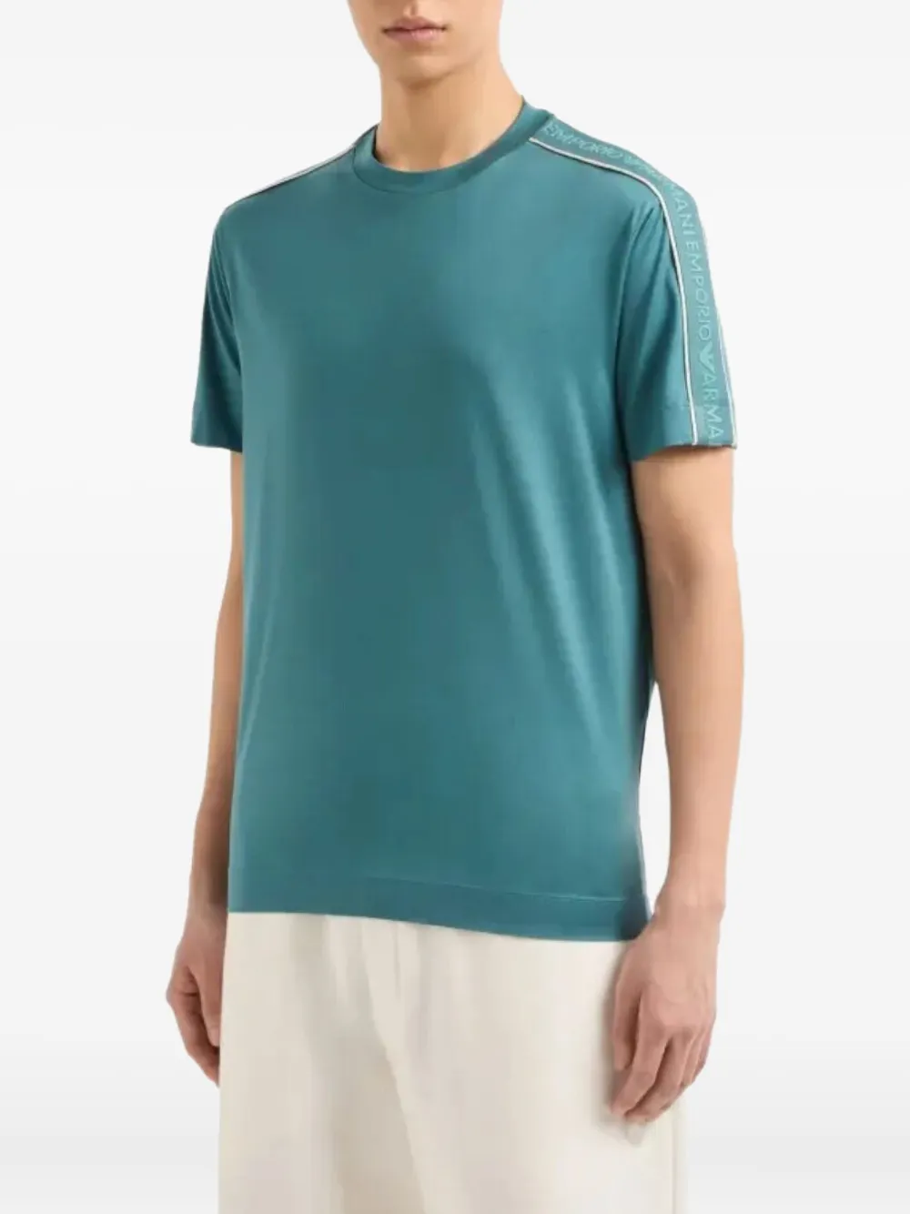 Emporio Armani shoulder-stripe T-shirt - Blauw