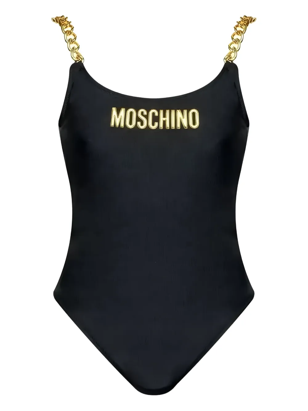 Moschino chain-strap logo swimsuit - ブラック Moschino chain-strap logo swimsuit - ブラック