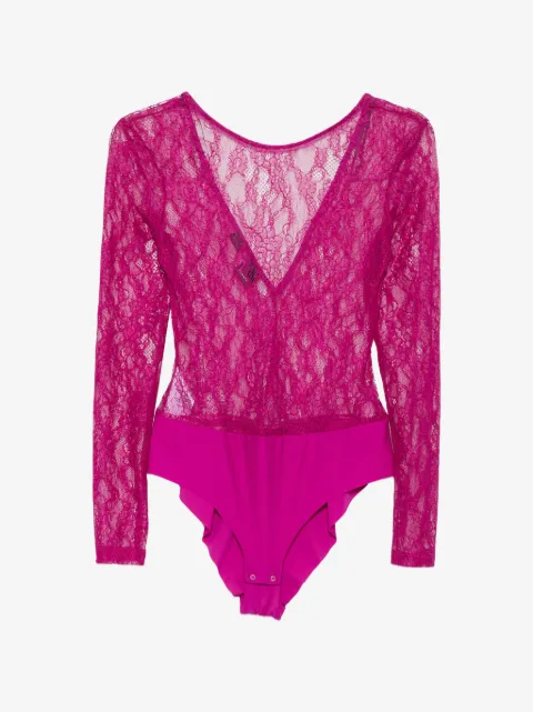 PINKO Chantilly-lace long-sleeve bodysuit