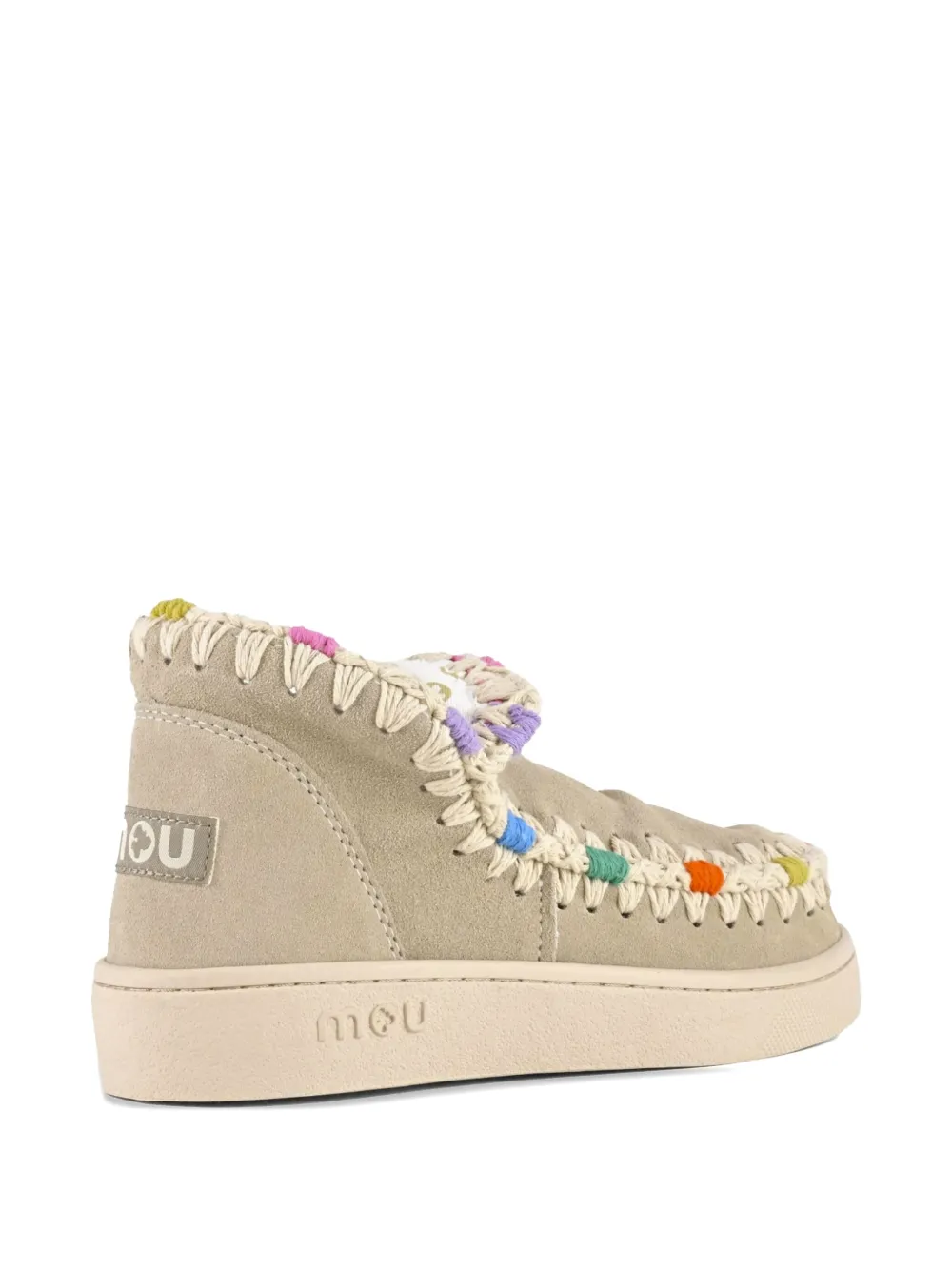 Mou Eskimo crochet-detail suede shoes Neutrals
