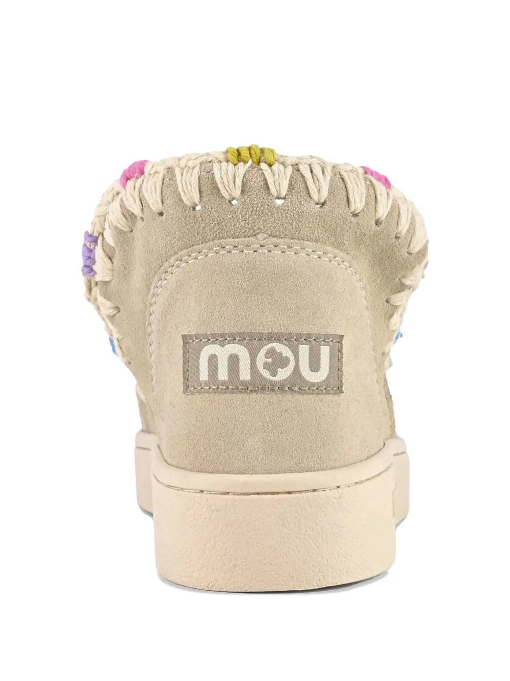 Mou Eskimo crochet-detail suede shoes Neutrals