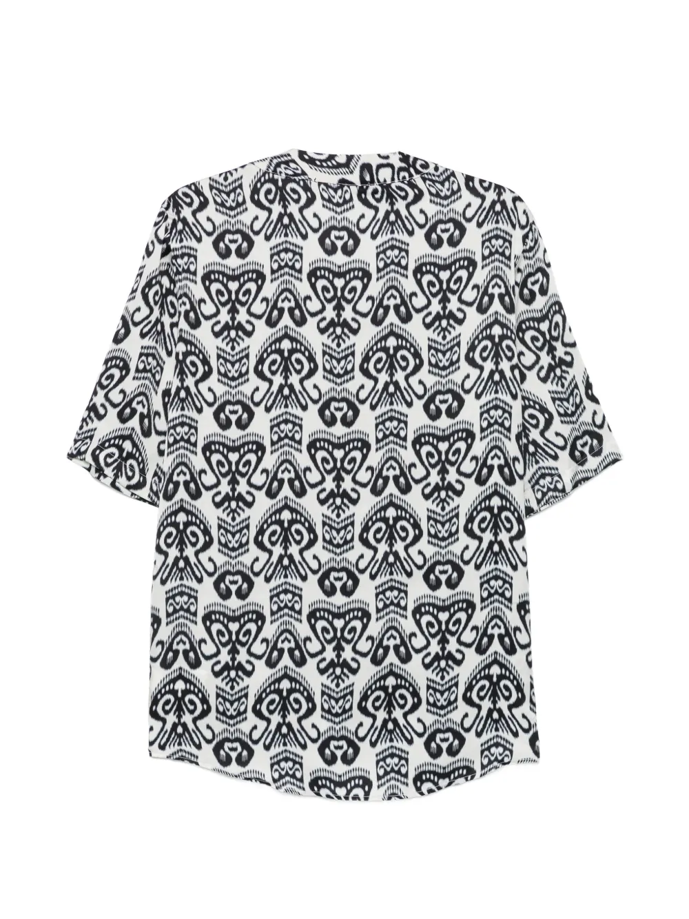 Low Brand Overhemd met ikat-print en korte mouwen Wit