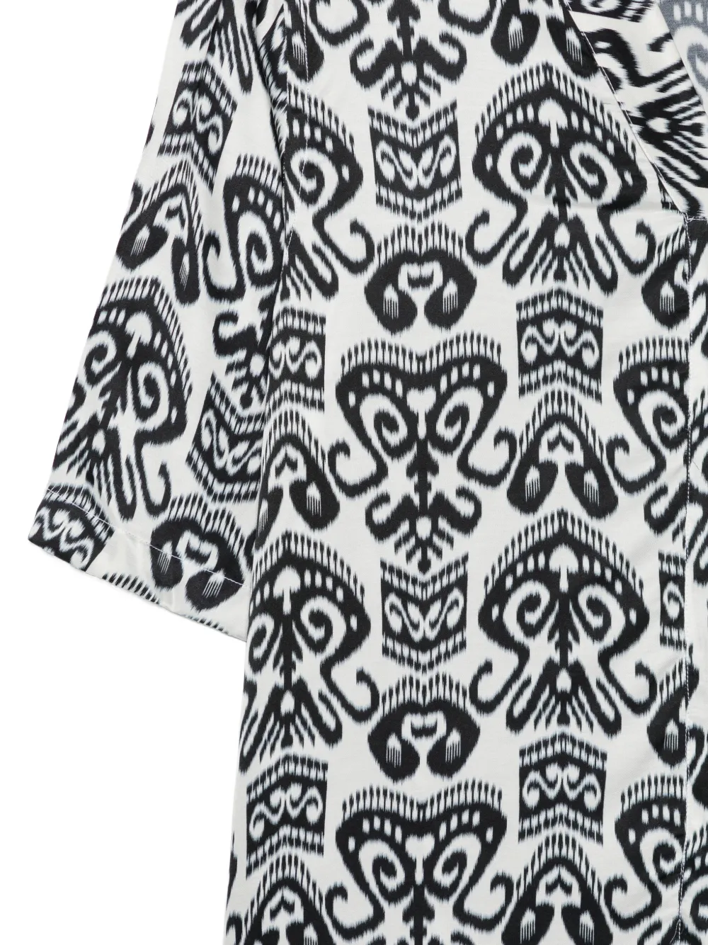 Low Brand Overhemd met ikat-print en korte mouwen Wit