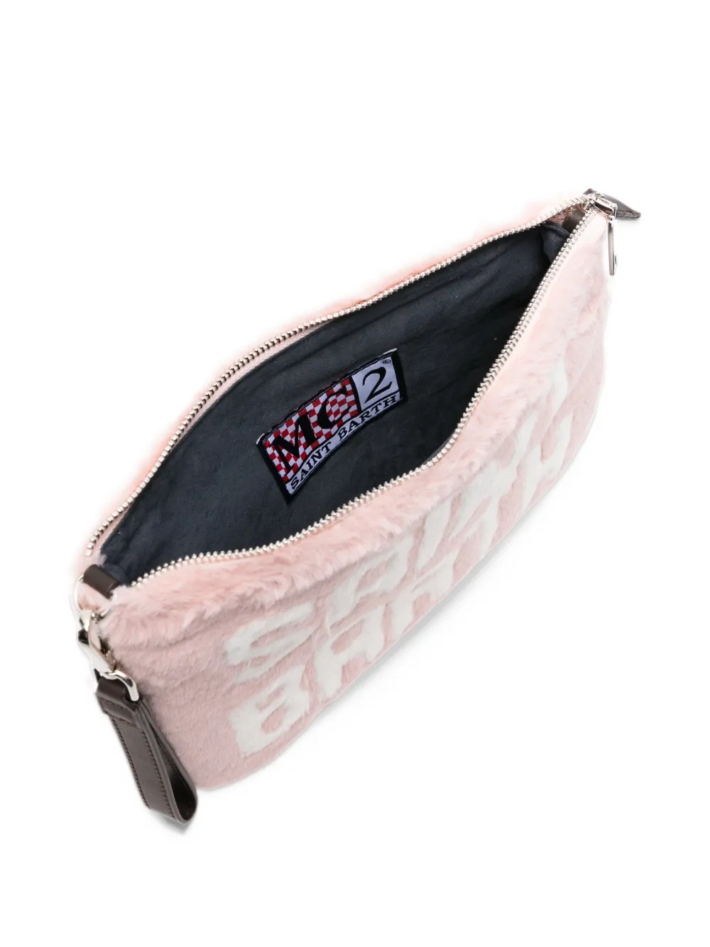 MC2 Saint Barth Parisienne logo-intarsia faux-fur clutch bag Roze
