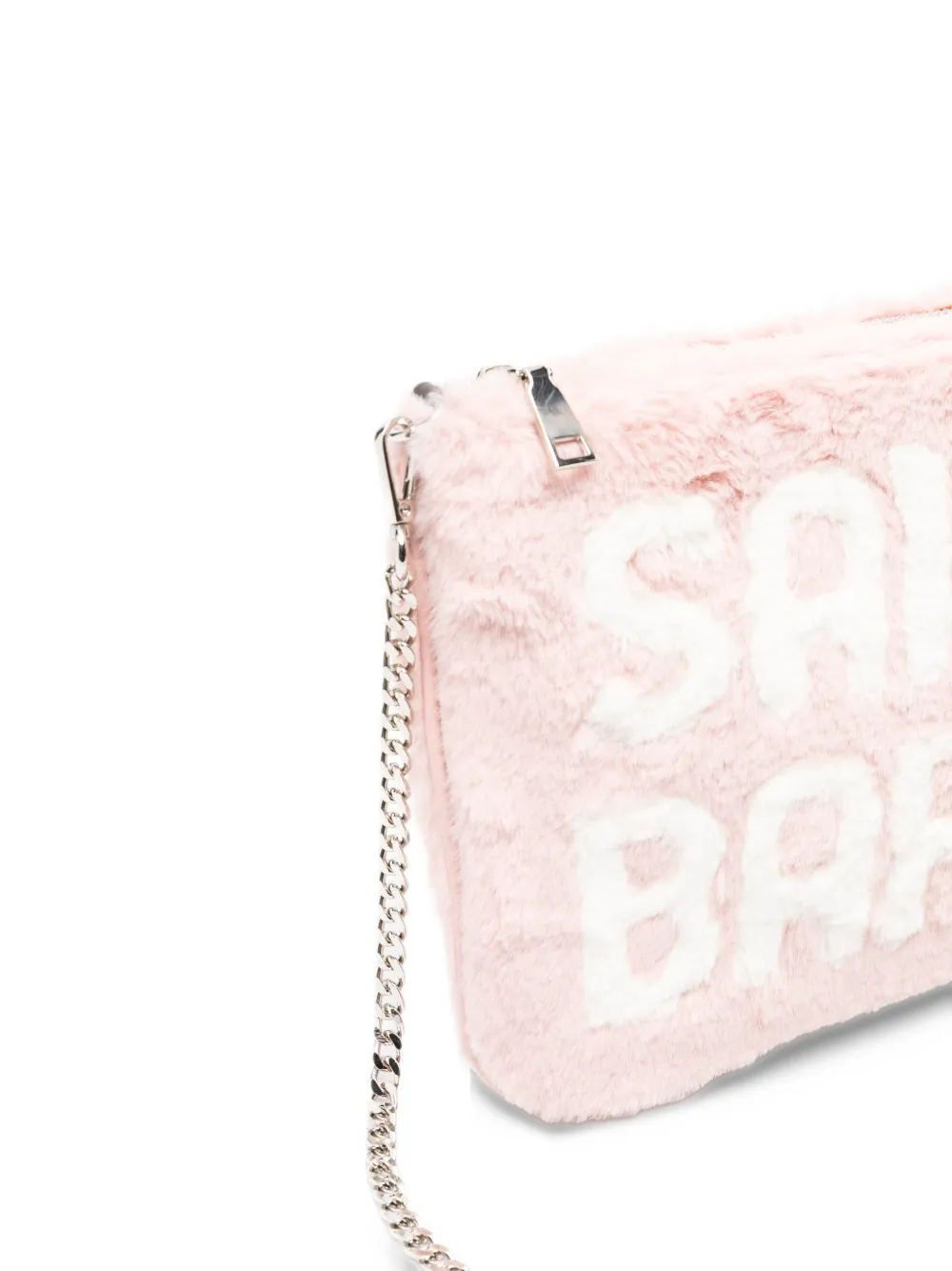 MC2 Saint Barth Parisienne logo-intarsia faux-fur clutch bag Roze