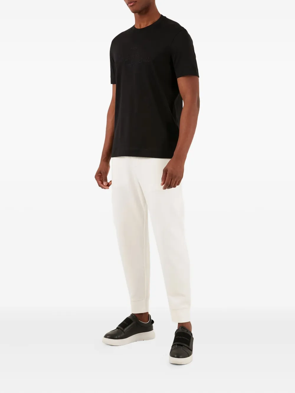 Emporio Armani T-shirt met geborduurd logo - Zwart