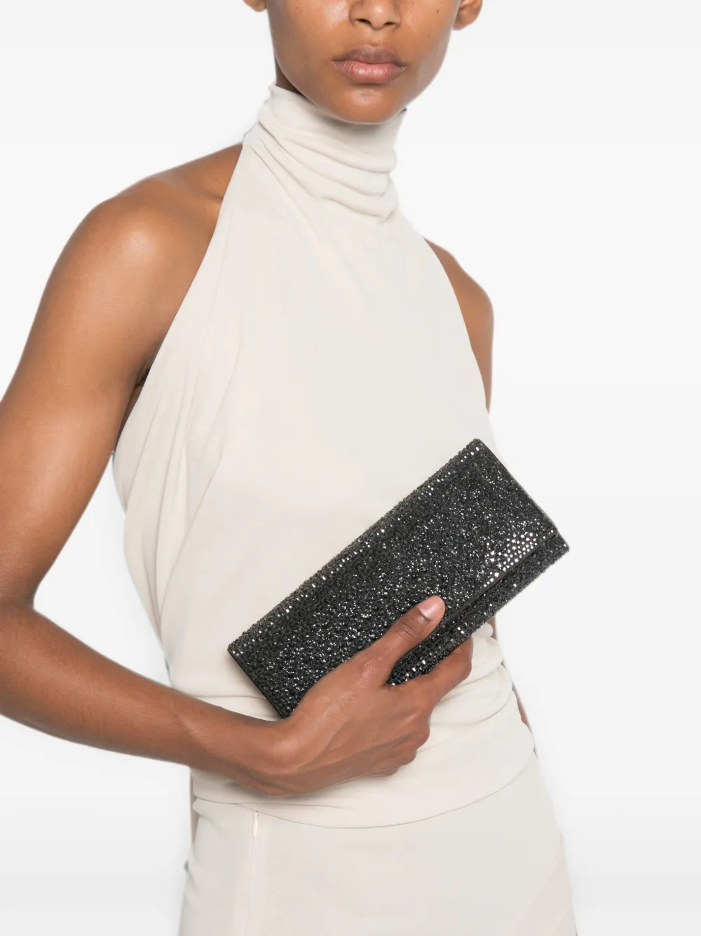 TWENTY FOURHAITCH Huma clutch verfraaid met kristallen Zwart