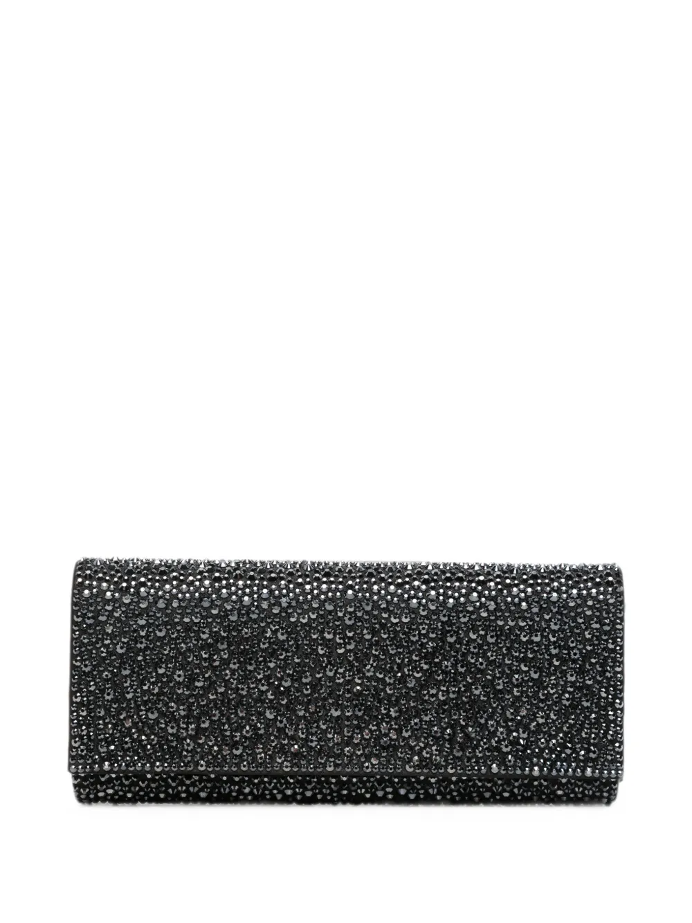 TWENTY FOURHAITCH Huma crystal-embellished fold-over clutch bag - Nero