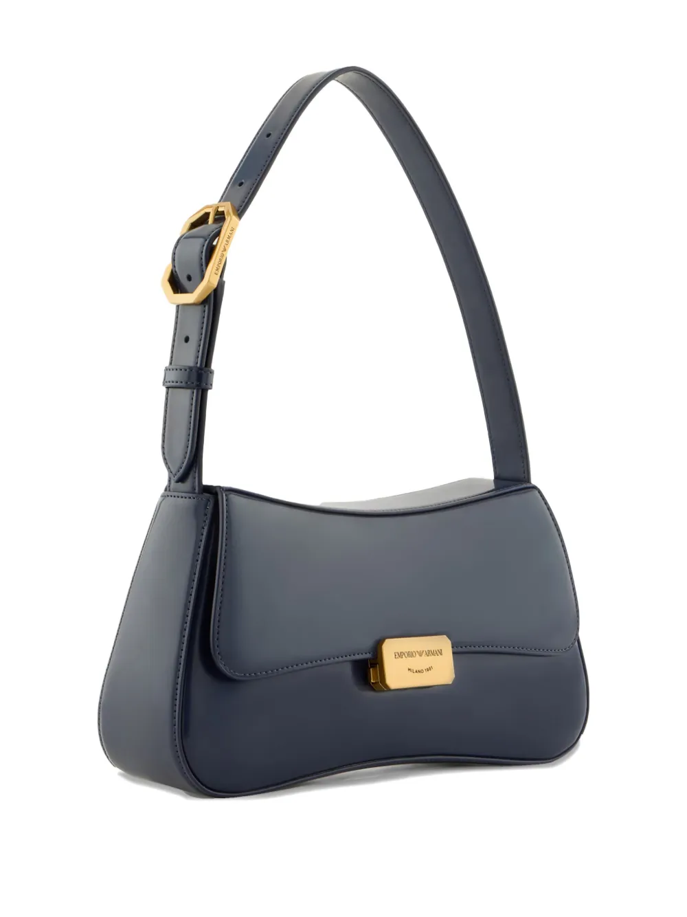 Emporio Armani Schoudertas met gewelfde omslag Zwart
