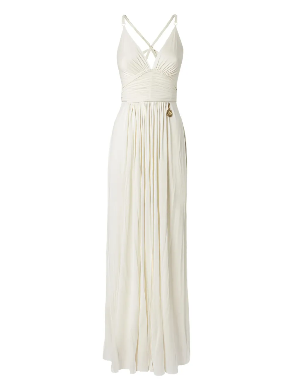 Elisabetta Franchi cross-back gathered party dress Beige
