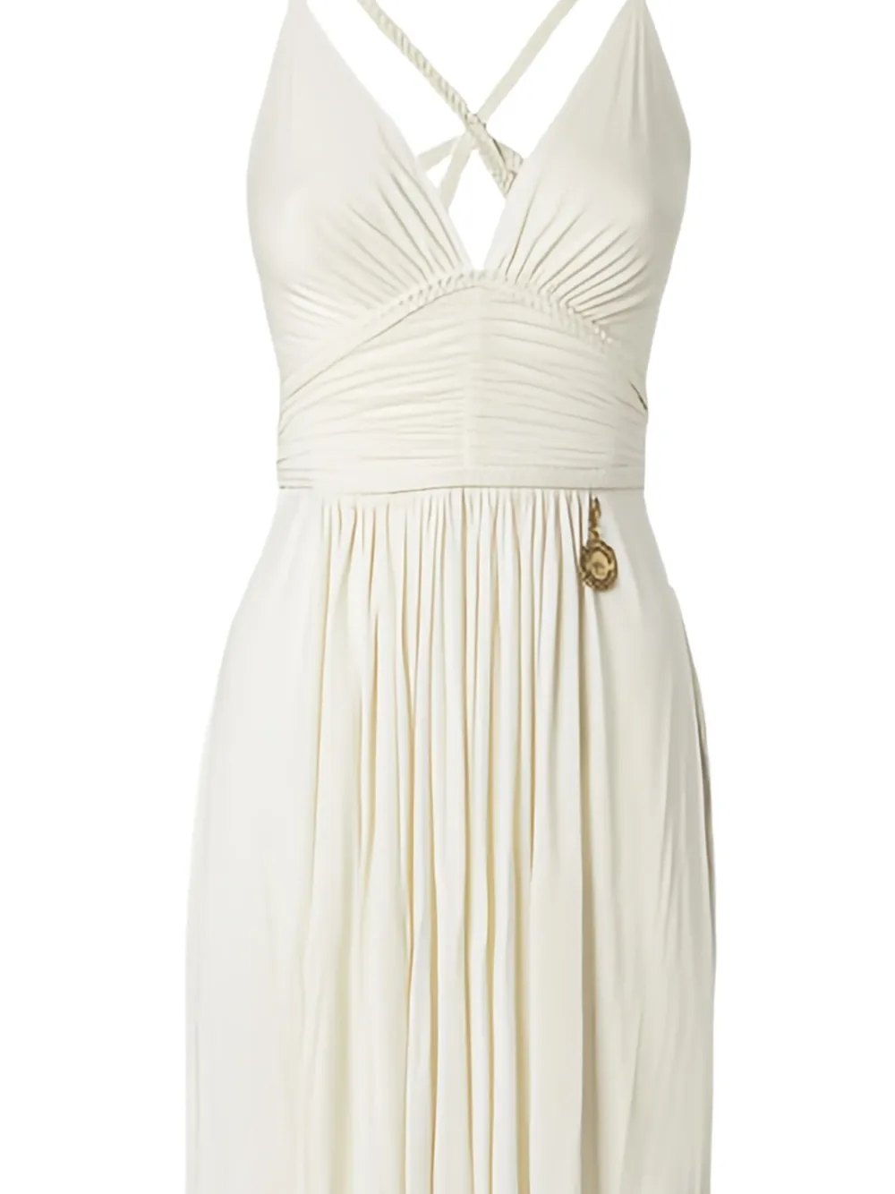 Elisabetta Franchi cross-back gathered party dress - Beige