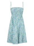 MC2 Saint Barth Hawa floral-print smocked dress - Blue
