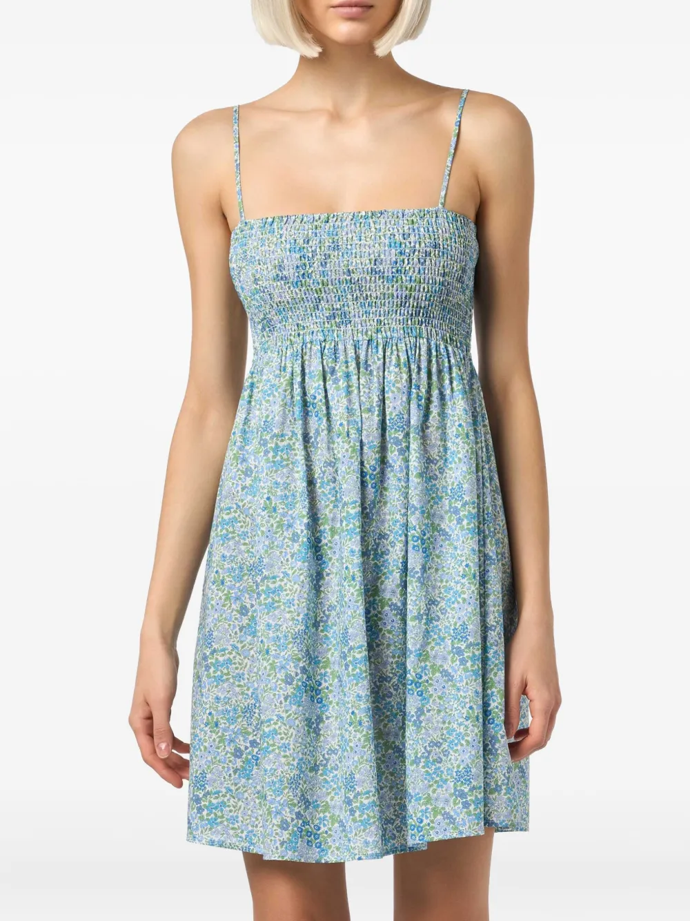 MC2 Saint Barth Hawa floral-print smocked dress Blauw