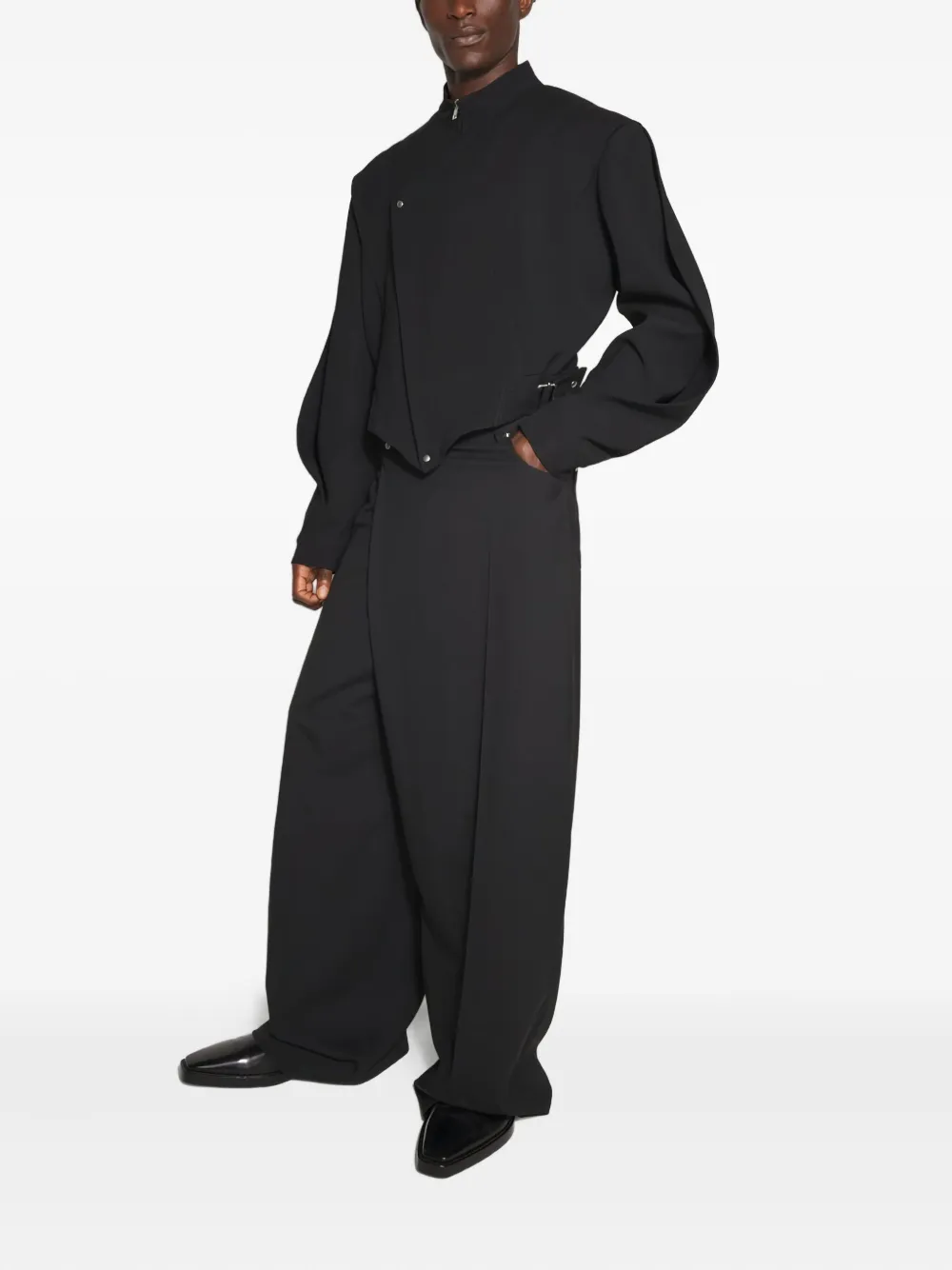 Mugler Asymmetric-zip Jacket In Black