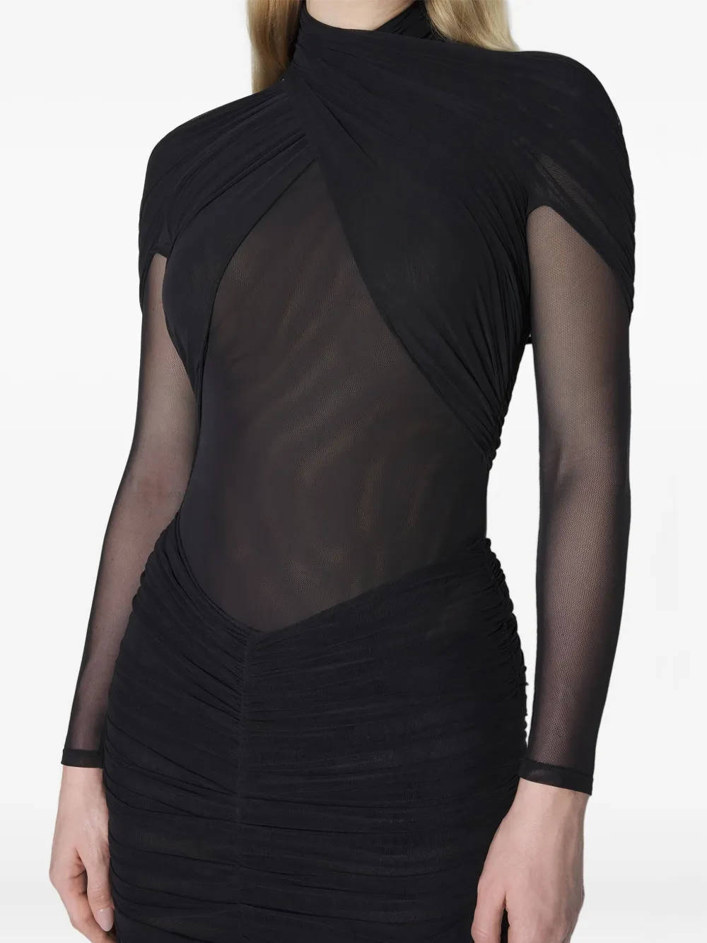 Mugler Top met mesh vlakken Zwart