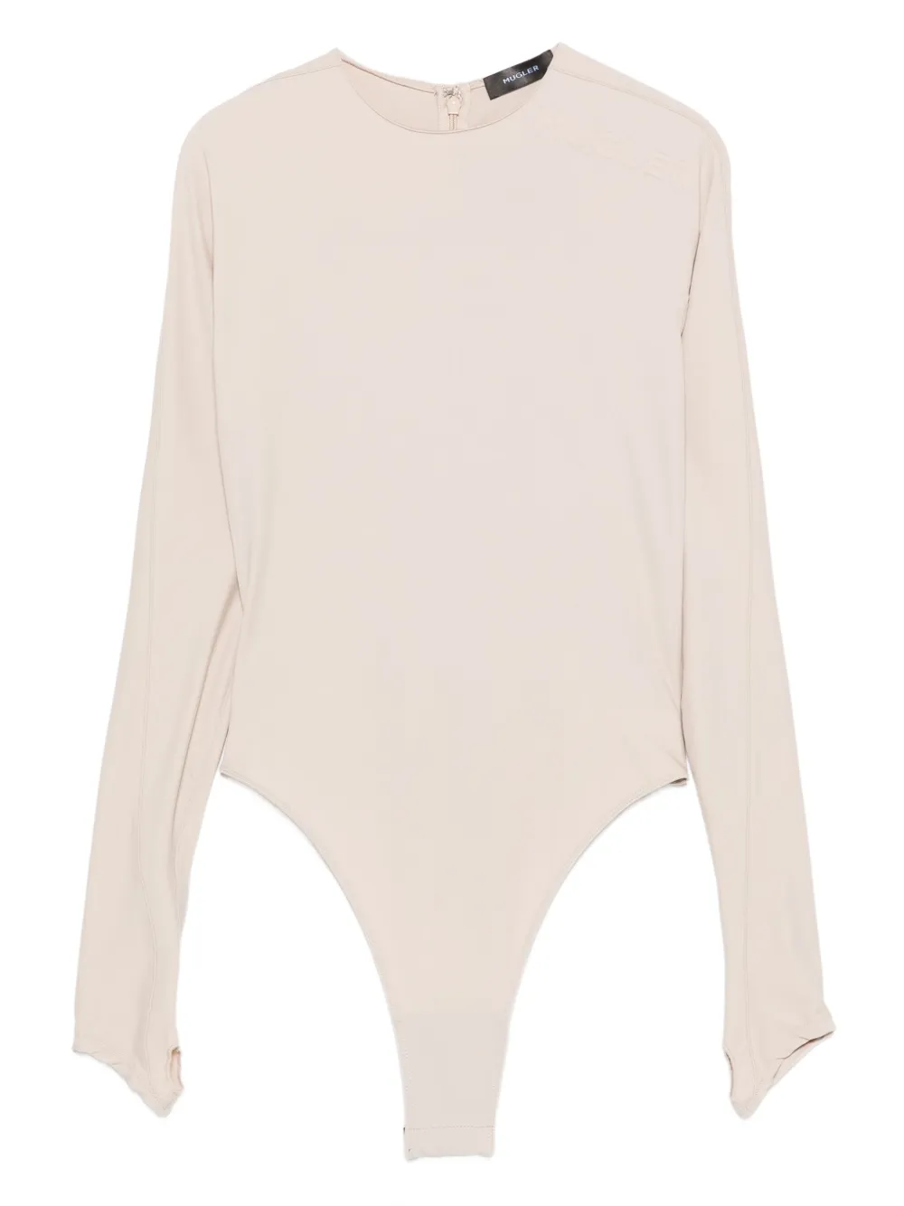 Mugler long-sleeve thumb-holes bodysuit Beige