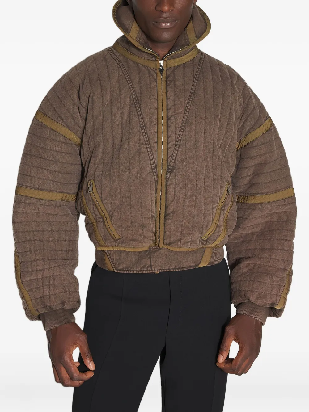 Mugler quilted panelled jacket | Brown | Image 1