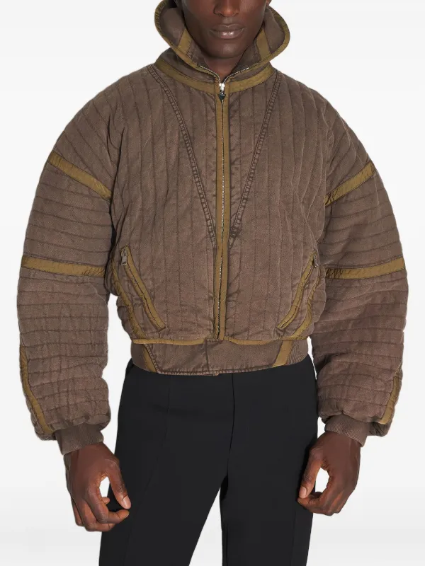 Mugler Quilted Panelled Jacket in Brown