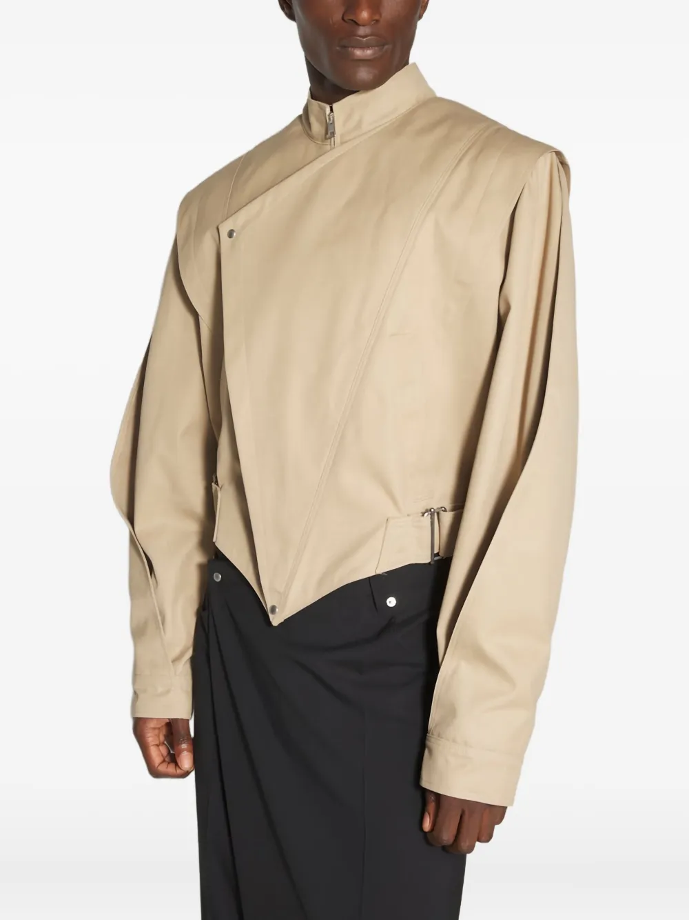 Mugler Asymmetric-panelled Jacket In Neutral