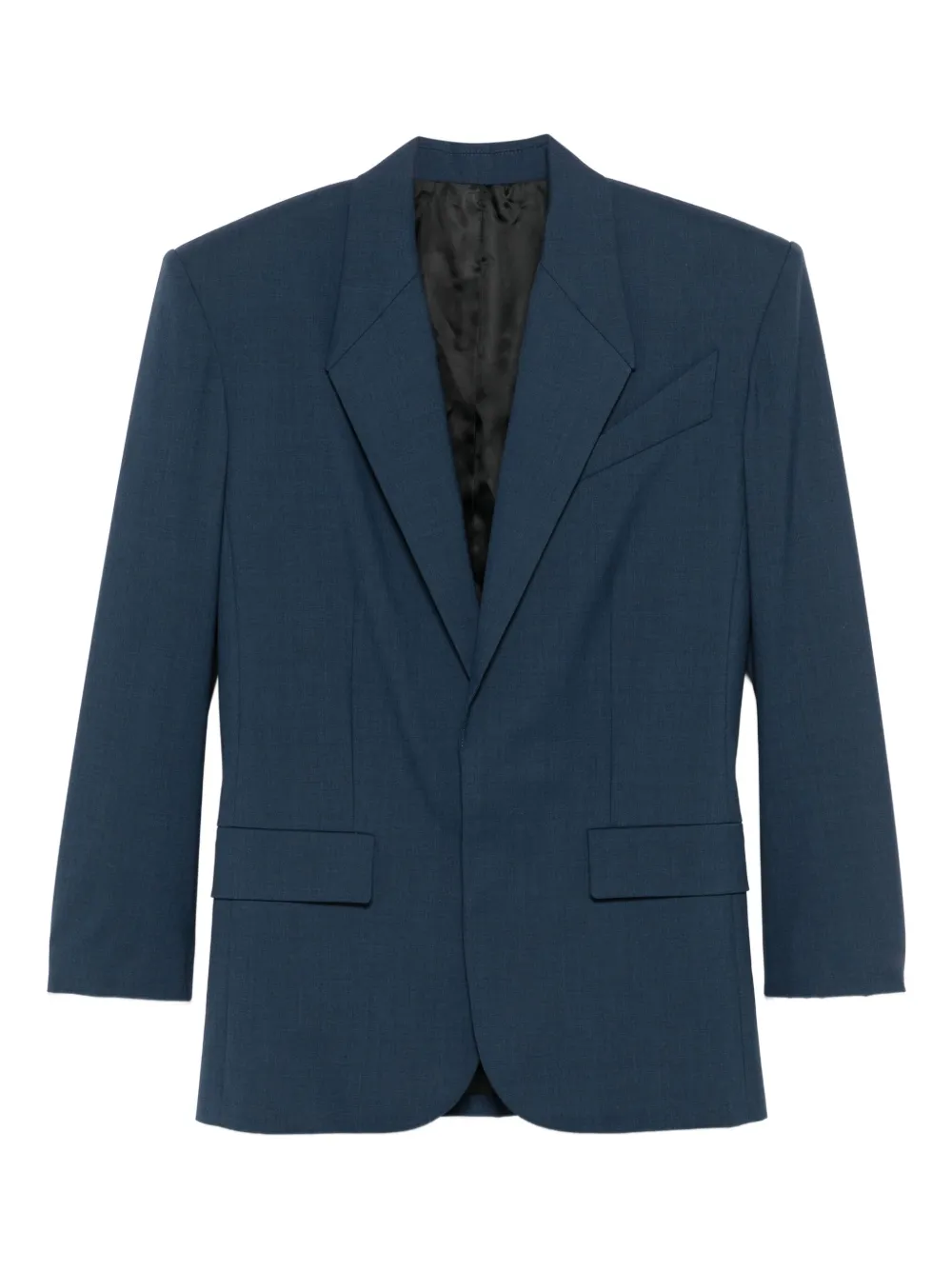 Mugler Single-breasted Wool Blazer In Blue