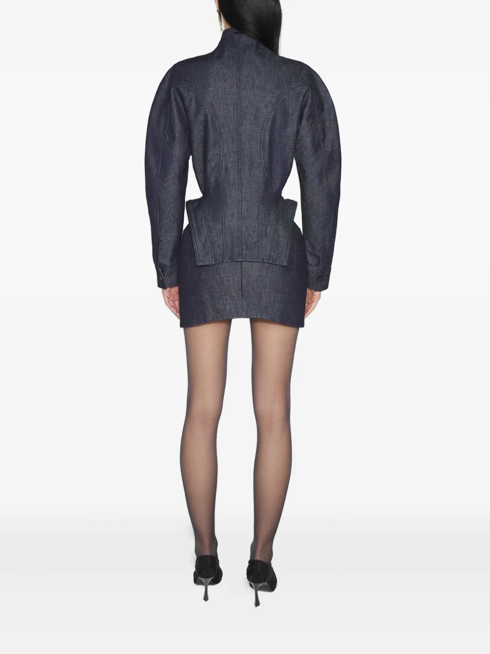 Mugler Corset-detailing Denim Skirt In Blue
