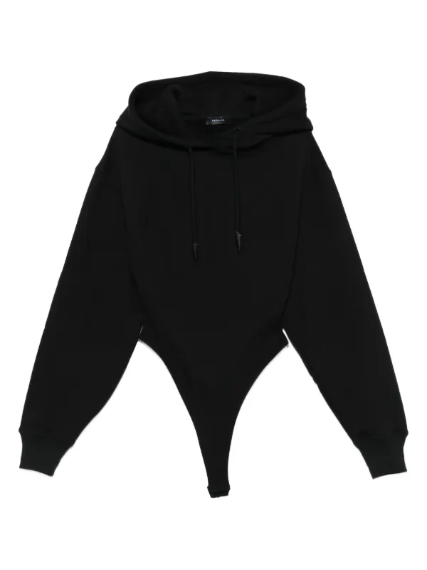 Mugler Cotton Hooded Bodysuit Black FARFETCH PT