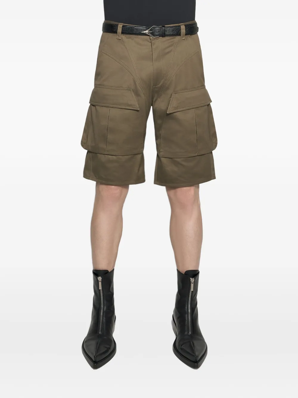 Mugler Buckle-straps Cargo Shorts In Green
