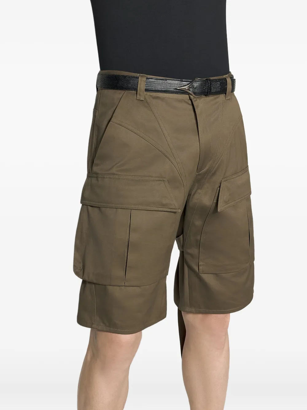 Mugler Buckle-straps Cargo Shorts In Green
