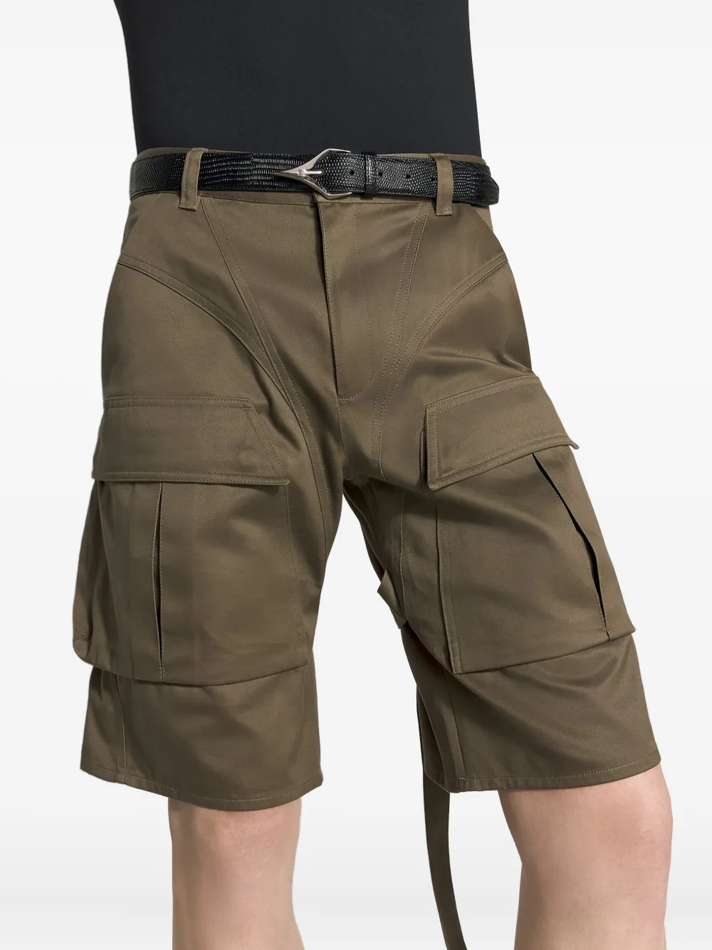 Mugler Buckle-straps Cargo Shorts In Green