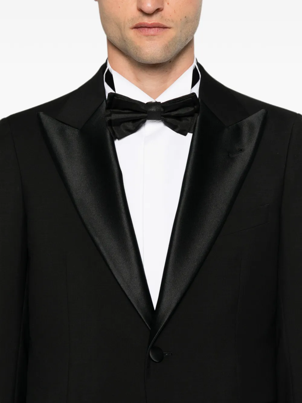 Emporio Armani Smoking met satijnen afwerking en gekerfde revers Zwart
