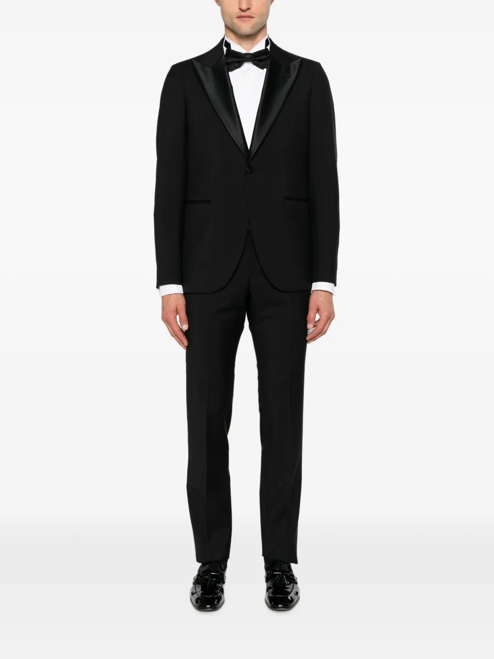 Emporio Armani Smoking met satijnen afwerking en gekerfde revers Zwart