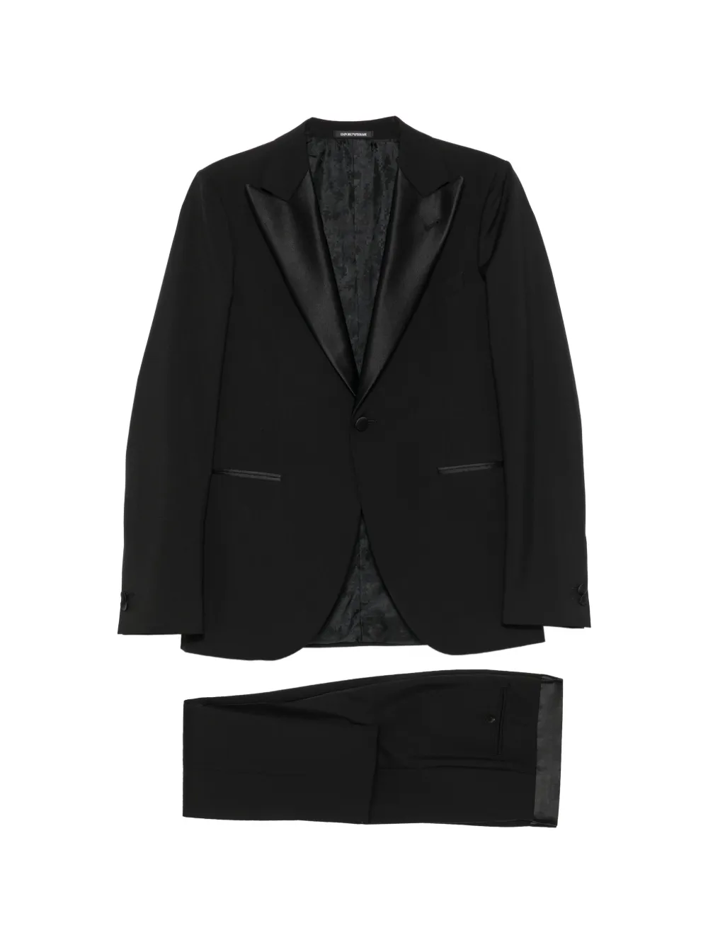 Emporio Armani satin-trim peak-lapel suit - Nero