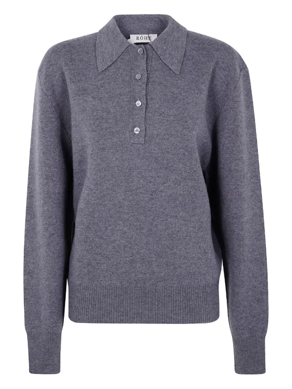 Róhe Compact Polo Sweater in Grey