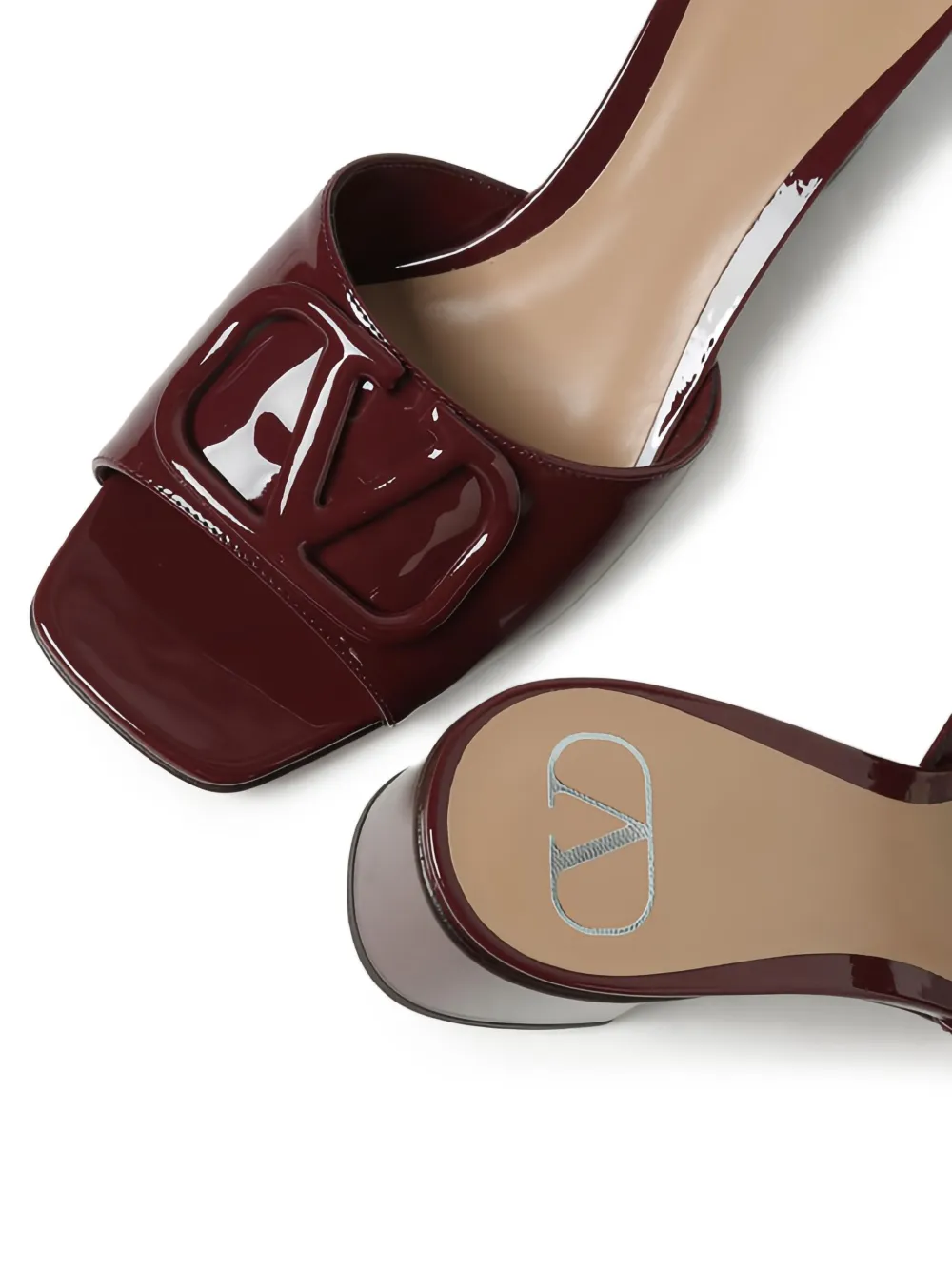 Valentino Garavani 60mm VLogo patent leather sandals Red