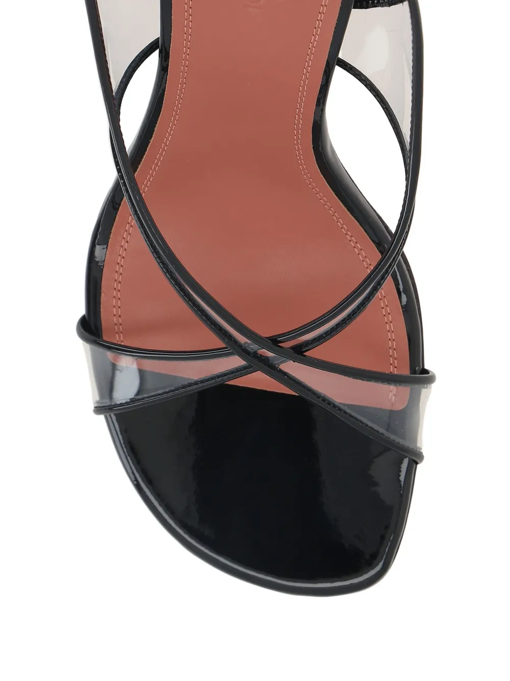 Amina Muaddi Lena 90MM patent-leather slingback sandals Black