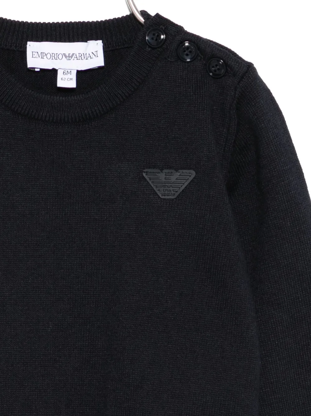 Emporio Armani Kids eagle-logo button-detail sweater Blauw